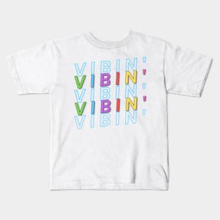 Vibin' - Cute Rainbow Letters Positive Vibes Kids T-Shirt